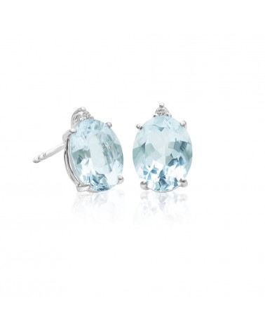 Orecchini in oro bianco con diamanti e acquamarina ct 2.10